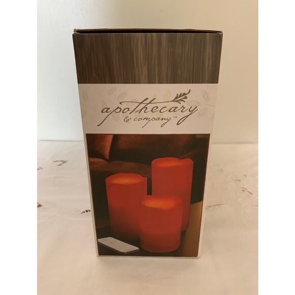 Apothecary& Co* Three (3) Piece Pillar Led Candle Set With Wireless Remote, A17 - Picture 4 of 7